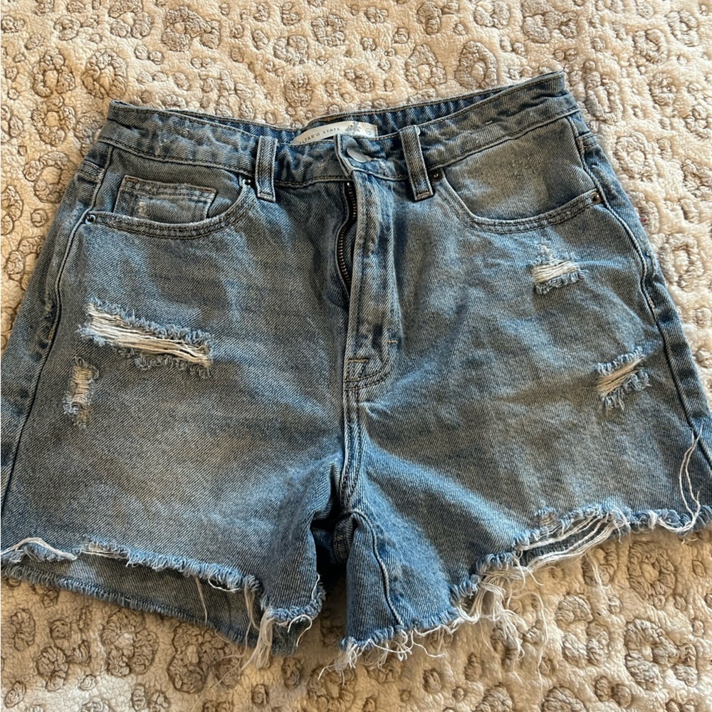 Altar'd State Blue Jean Shorts Distressed Frayed Hem Size 26